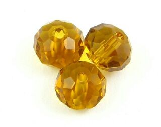 Chinese Crystal, Rondelle, Amber, 6x8mm (20 pcs)