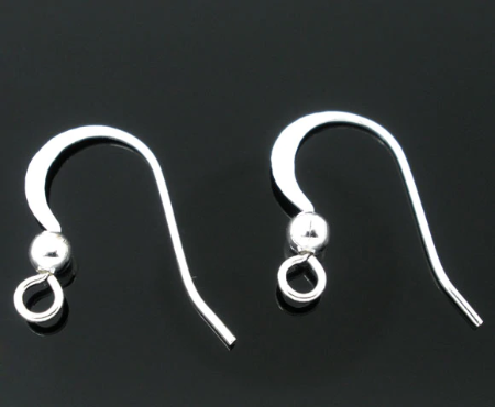 Earring Hooks, Silver, 18mm (10 Pairs)